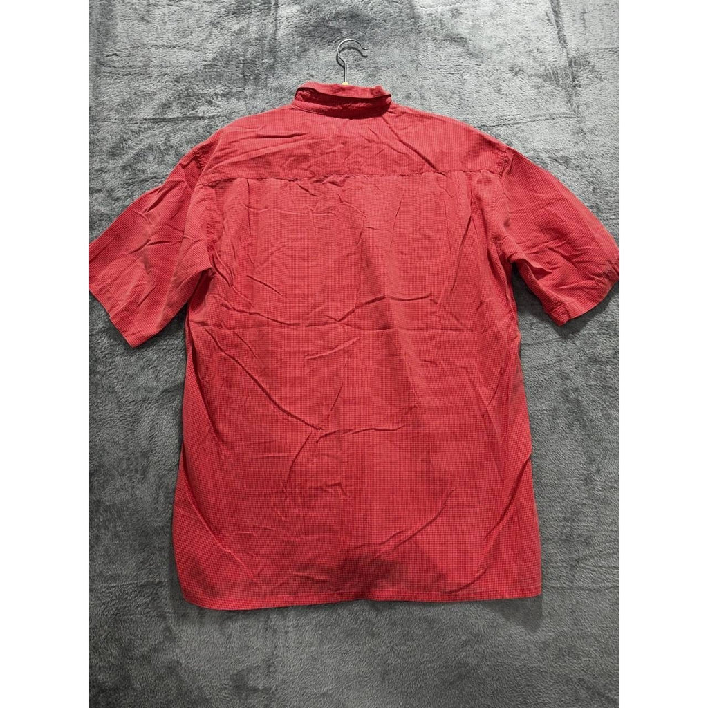 Bugatchi Men's Red Check Short Sleeve Shirt Size L, photo 6 of 9
