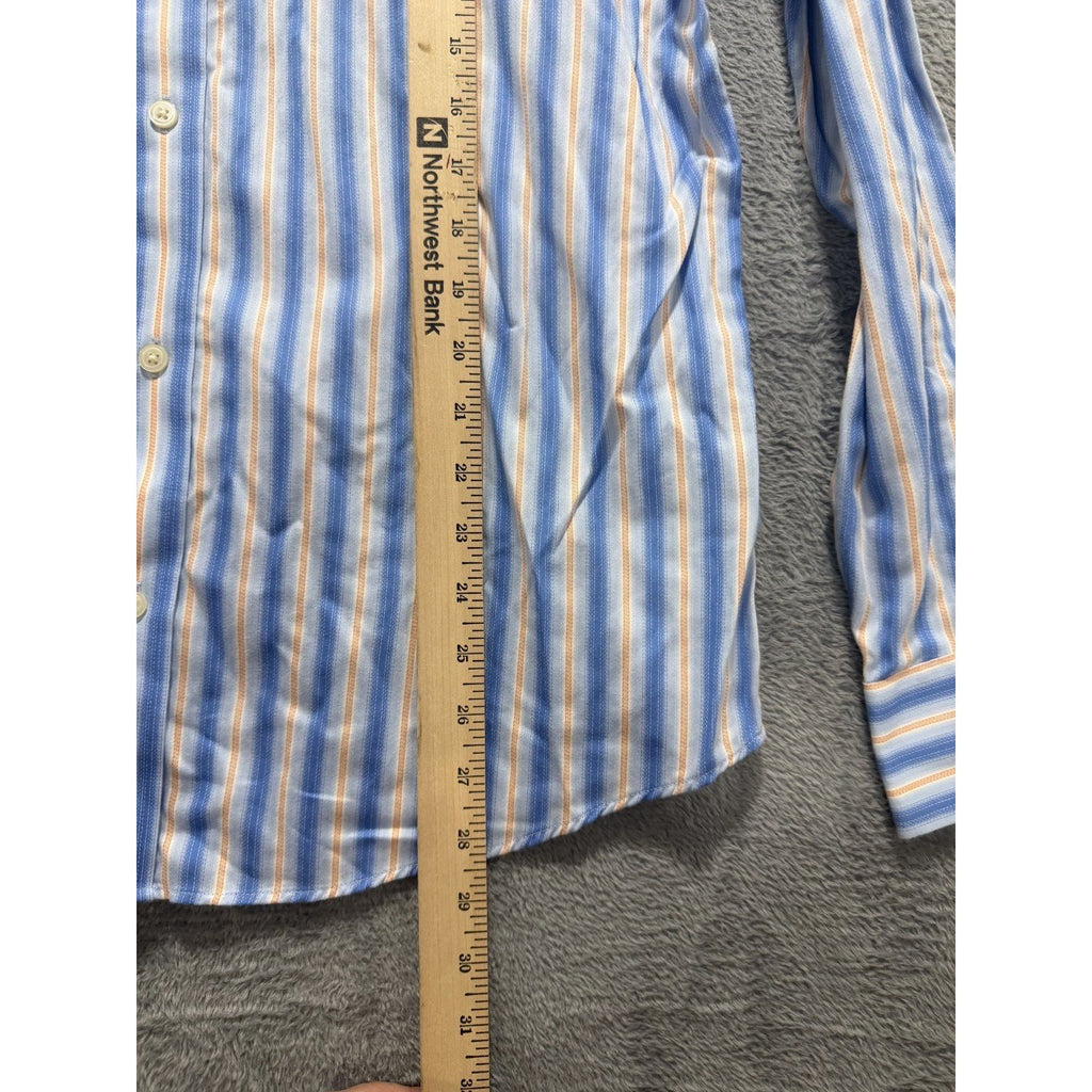 Banana Republic Mens L 16-16½ Blue Striped Non Iron Dress Shirt Classic Fit