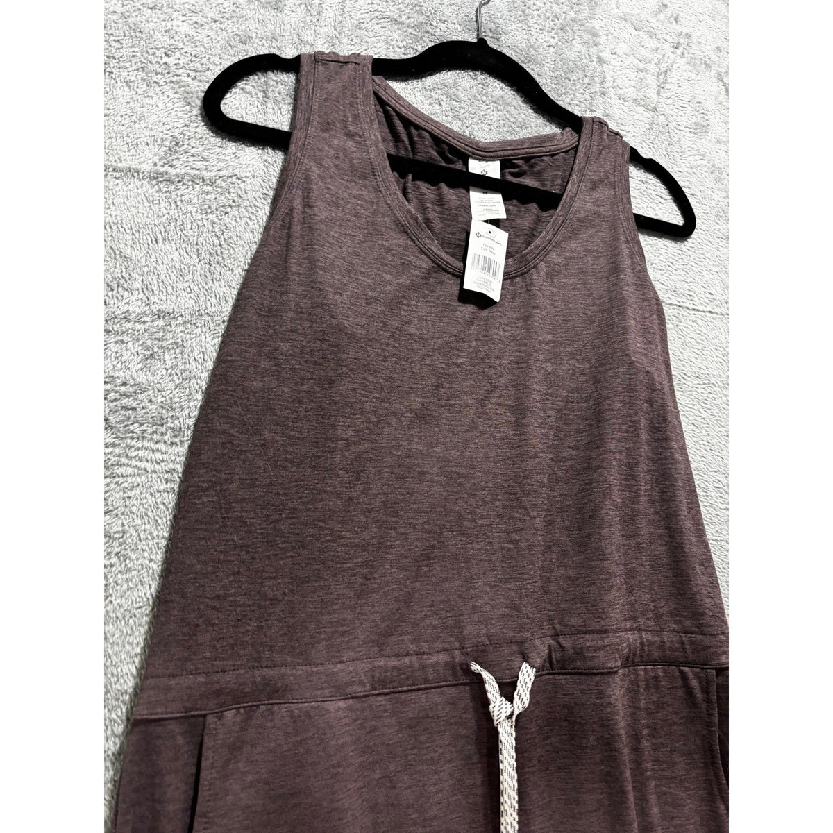 Members Mark Favorite Soft Dress Womens M Plum Heather Sleeveless Drawstring NWT