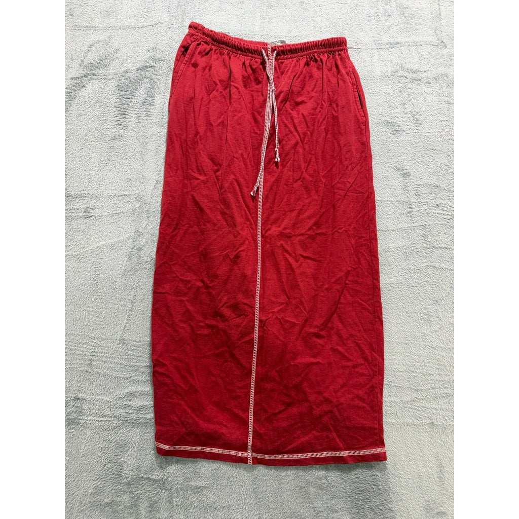 Capacity Knits S Red Cotton Drawstring Midi Skirt Womens Casual Vintage Boho