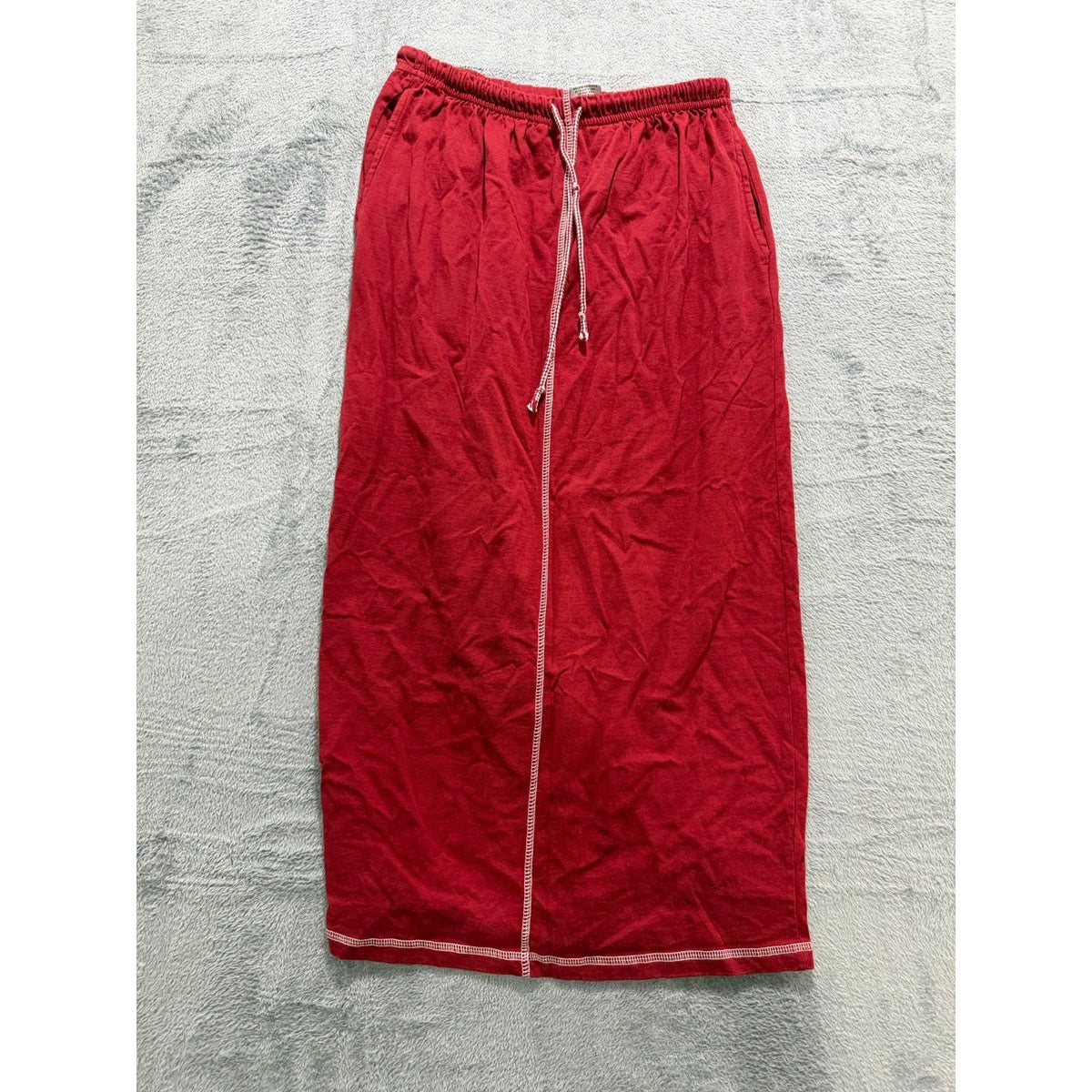 Capacity Knits S Red Cotton Drawstring Midi Skirt Womens Casual Vintage Boho