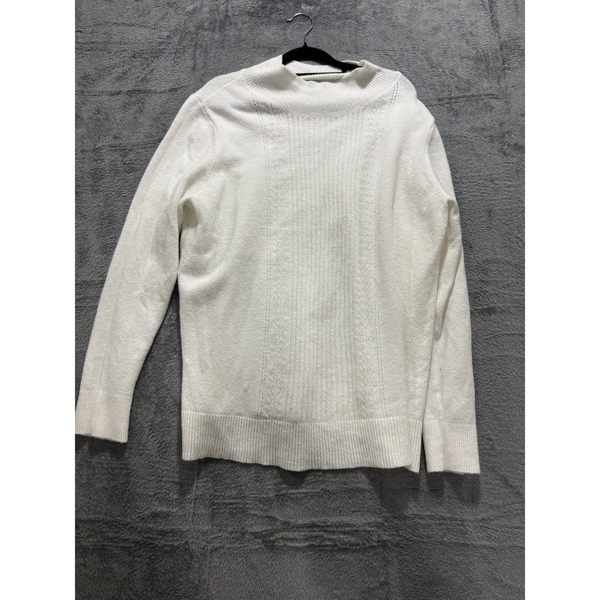 Old Navy Womens XL Ivory Cream Mock Neck Sweater Pointelle Casual Cozy