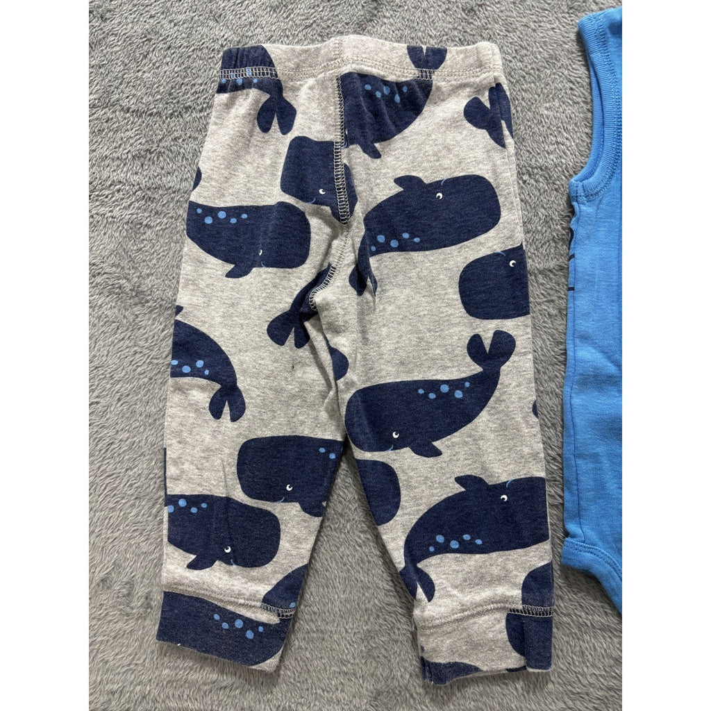 Carter's Baby Boy 12M 9 Piece Bundle Bodysuits Pants Jeans Shorts Hoodie Blue