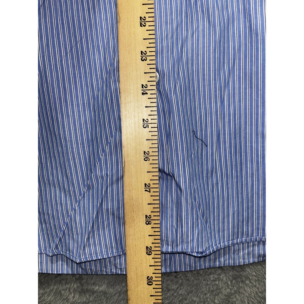 Hugo Boss Mens 15 1/2 34/35 Blue Stripe Long Sleeve Button Up Dress Shirt