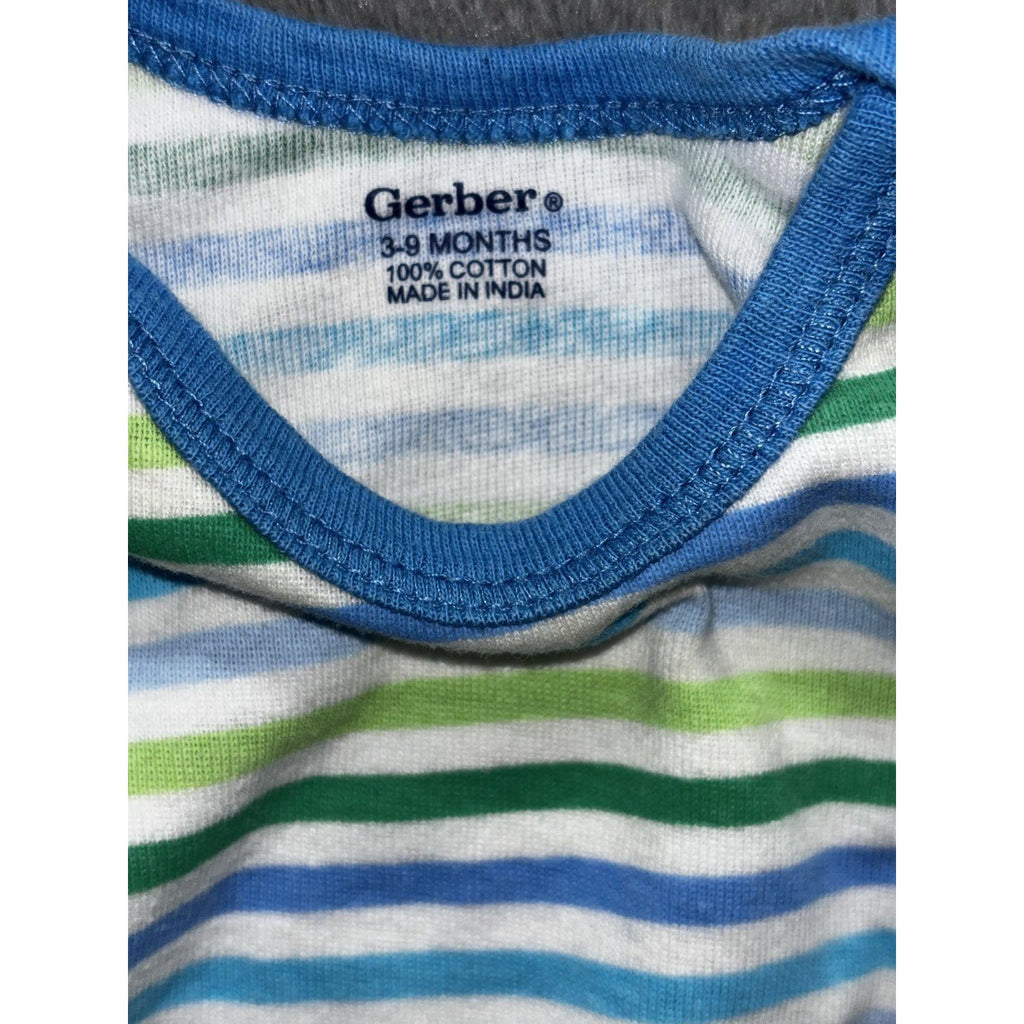 Gerber Baby Boy 3-9M 6 Piece Bundle Sleeper Bodysuits Green Blue Navy