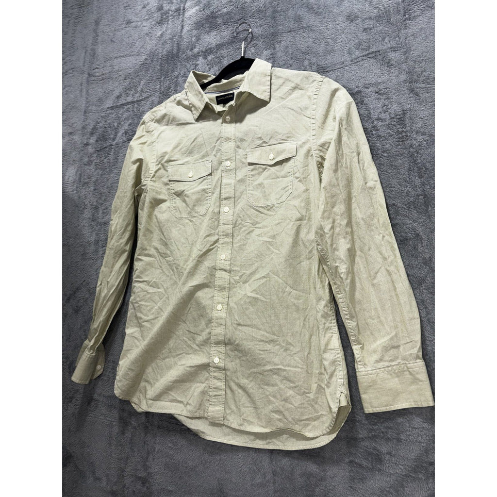 Banana Republic Mens L Khaki Green Long Sleeve Button Up Dress Shirt Casual