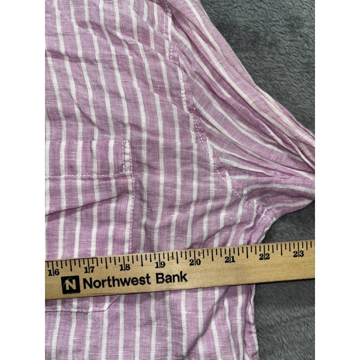 Bugatchi Men's Purple Striped Linen Shirt Size XL, photo 4 of 11