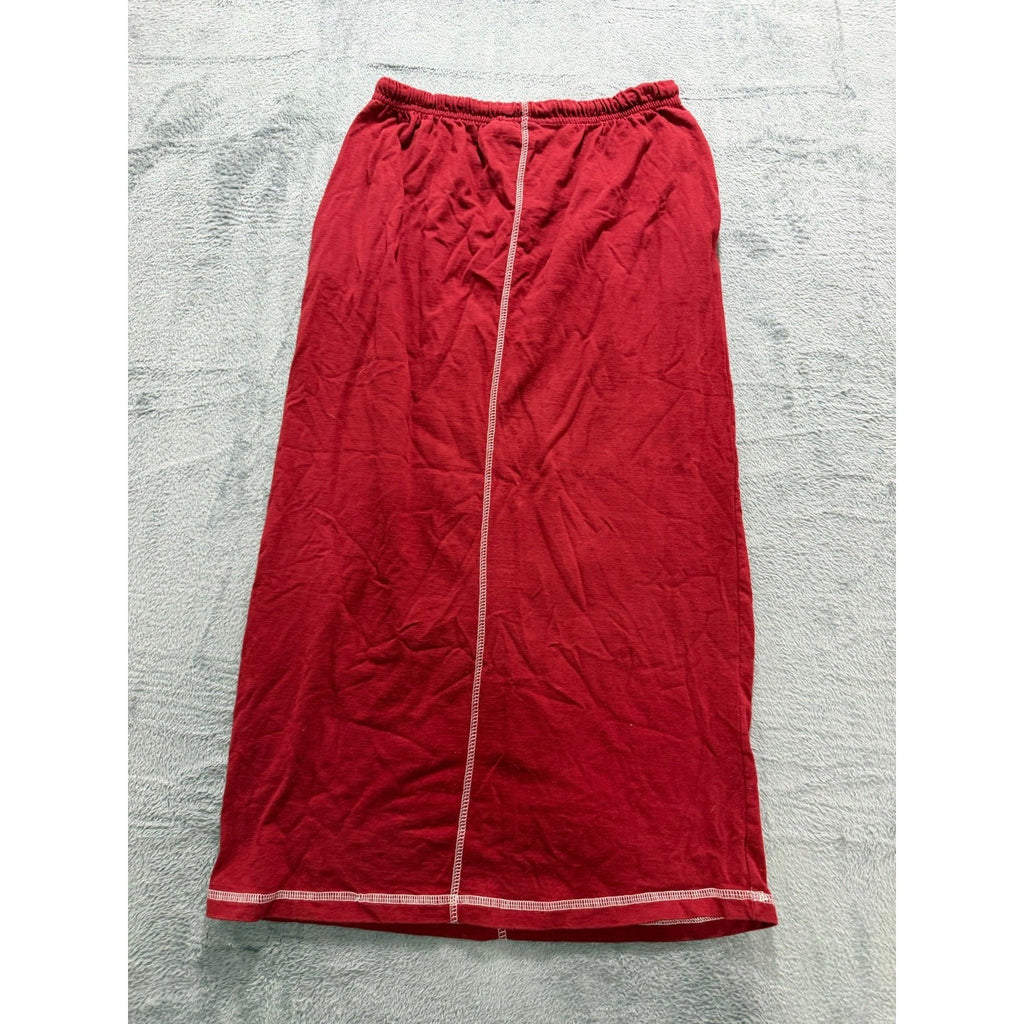 Capacity Knits S Red Cotton Drawstring Midi Skirt Womens Casual Vintage Boho