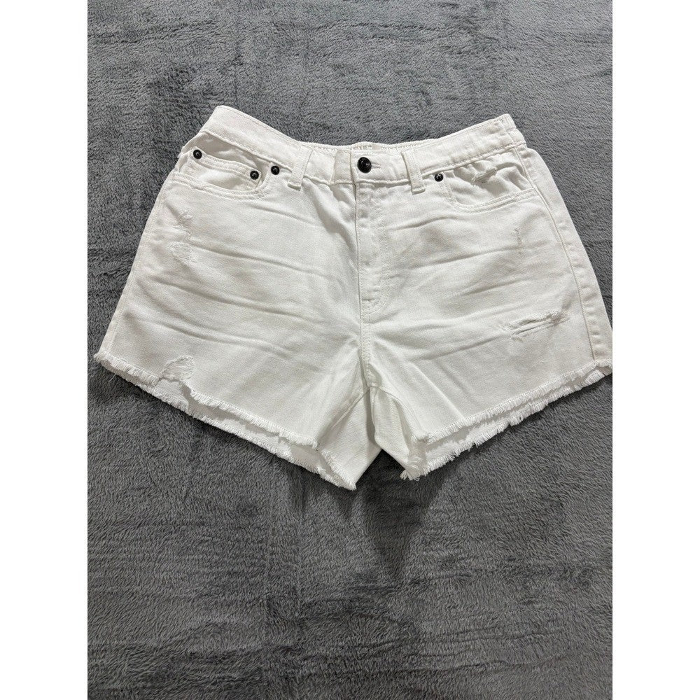 Aerie M White Denim Shorts Womens Distressed Cut Off Boho Casual