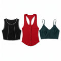 Womens Bundle 3pc Tank Crop Top Bralette XS/4 Red Black Green