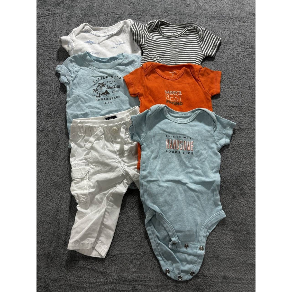 Carter's & B'gosh Baby Boy Bodysuits Lot 6 Pc 3M