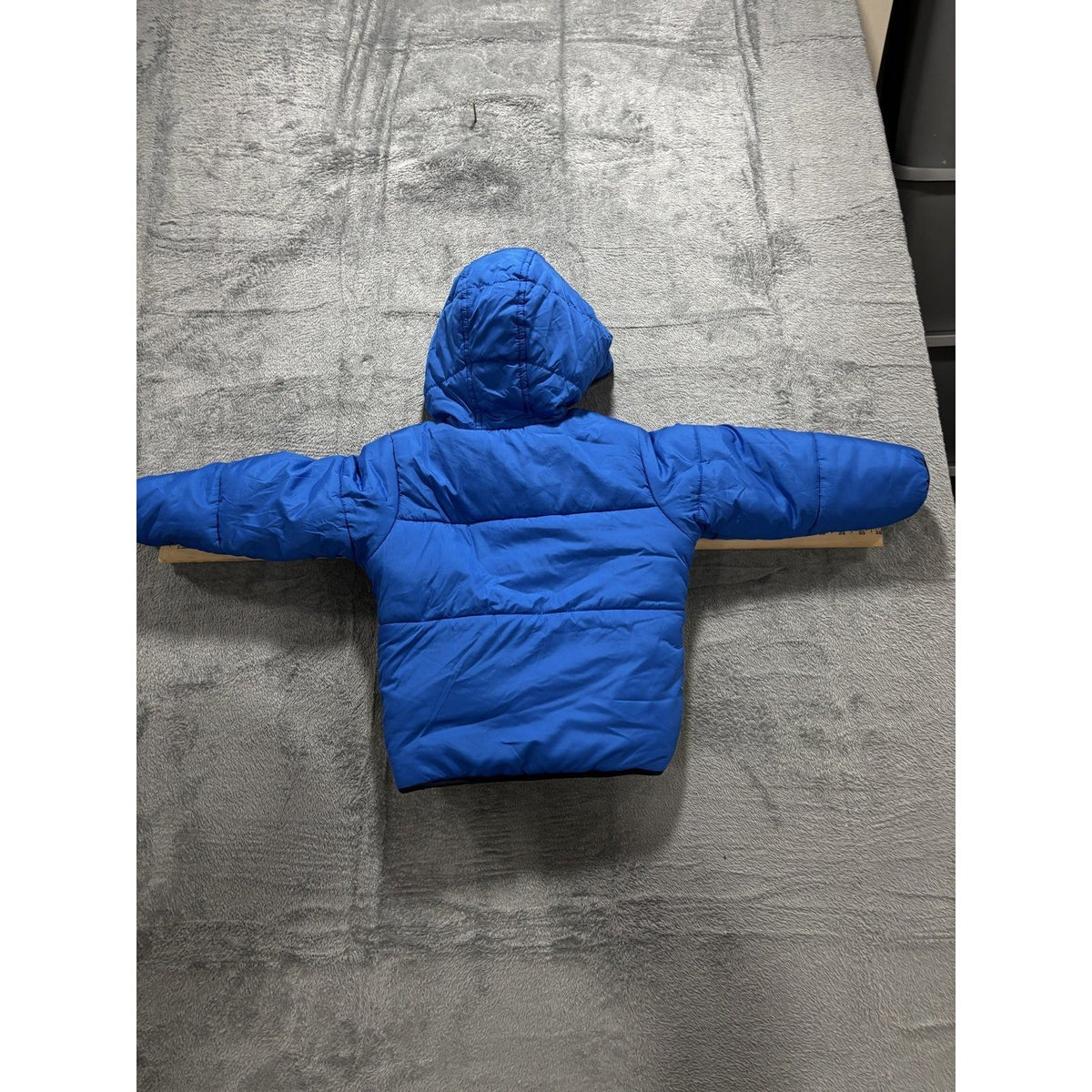 WonderKids Toddler 5T Puffer Jacket Blue Yellow Color Block Hooded Fleece Lined