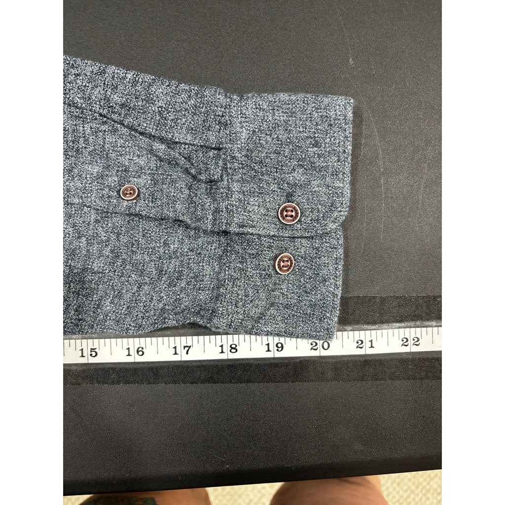 Haggar XL Blue Gray Flannel Shirt Long Sleeve Cotton Mens