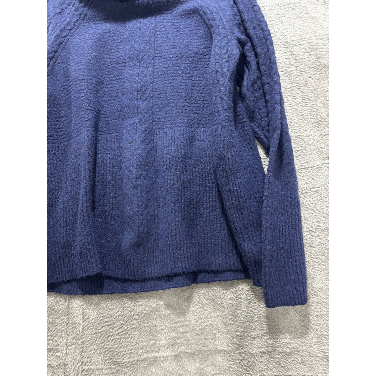 Liz Claiborne Womens XL Navy Blue Cowl Neck Sweater Cable Knit Cozy