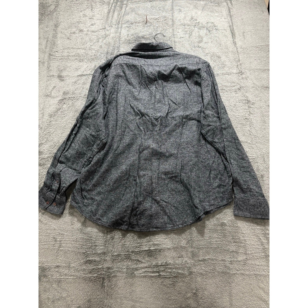 Haggar XL Blue Gray Flannel Shirt Long Sleeve Cotton Mens