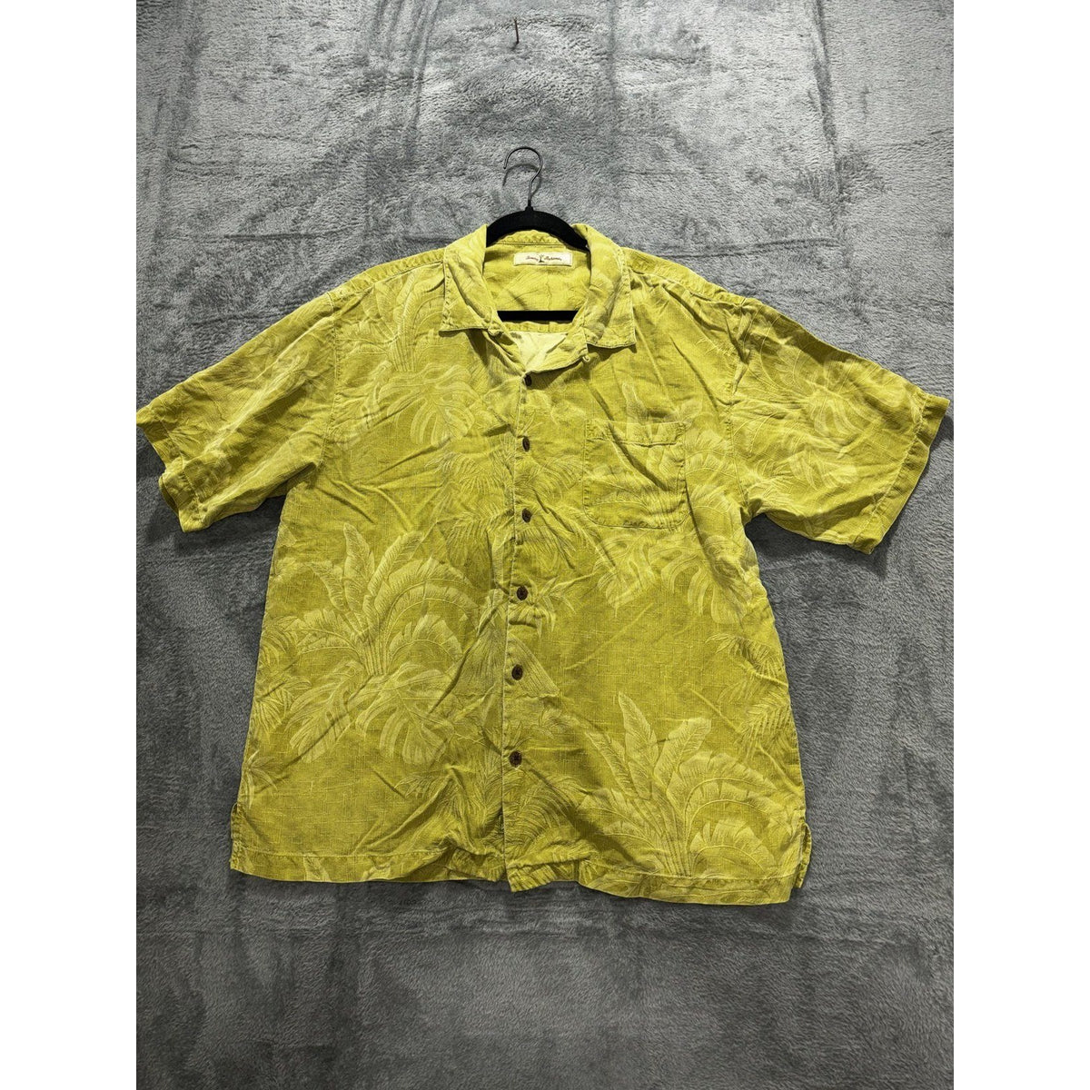 Tommy Bahama Mens XL Chartreuse Green Palm Leaf Short Sleeve Button Up Shirt