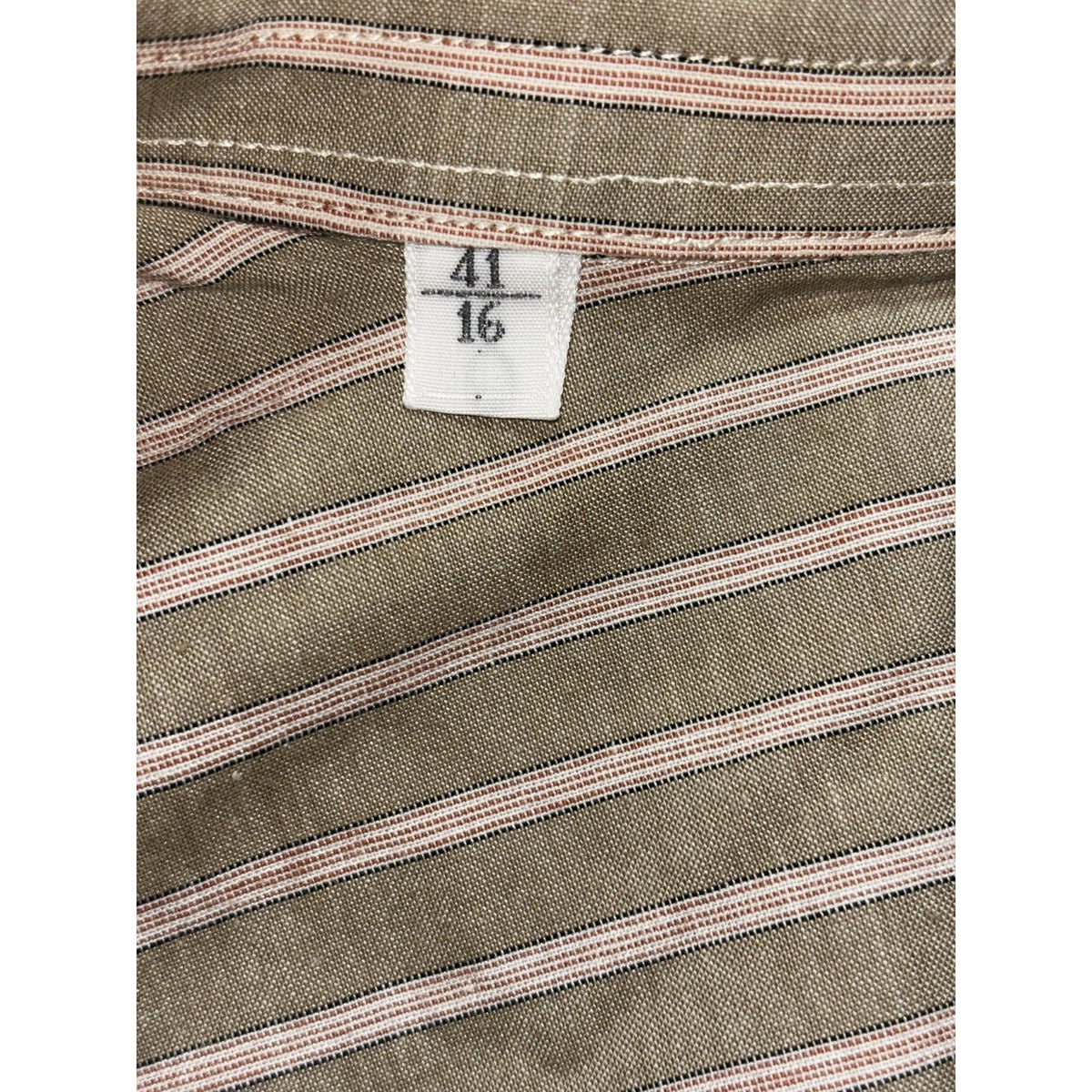 Ermenegildo Zegna Mens 41/16 Olive Striped Long Sleeve Button Up Dress Shirt