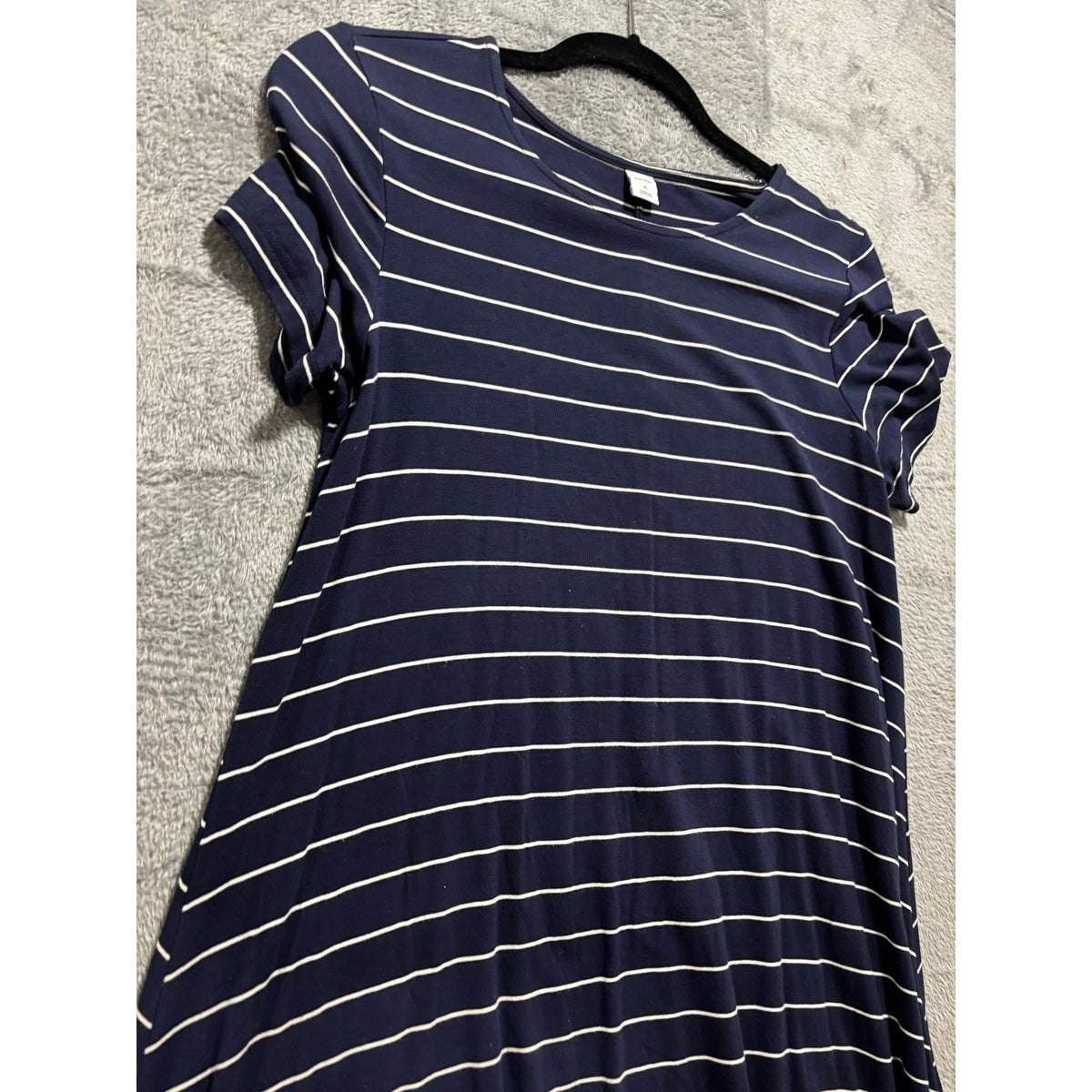 Old Navy M Womens Navy Blue White Striped T-Shirt Dress Casual Coastal Preppy