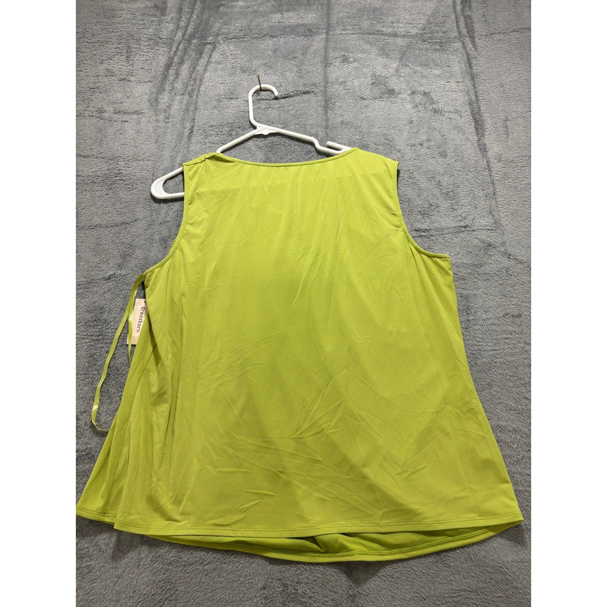 Jones Studio 16W Lime Green Sleeveless Pleated Neck Womens Tank Top Vintage NWT