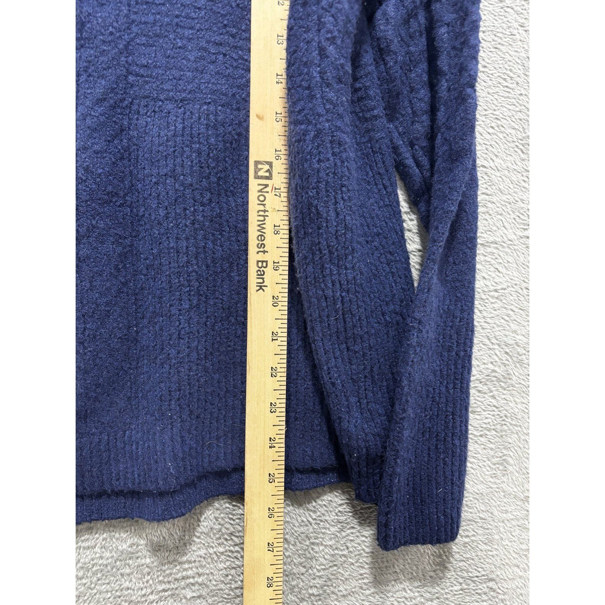 Liz Claiborne Womens XL Navy Blue Cowl Neck Sweater Cable Knit Cozy