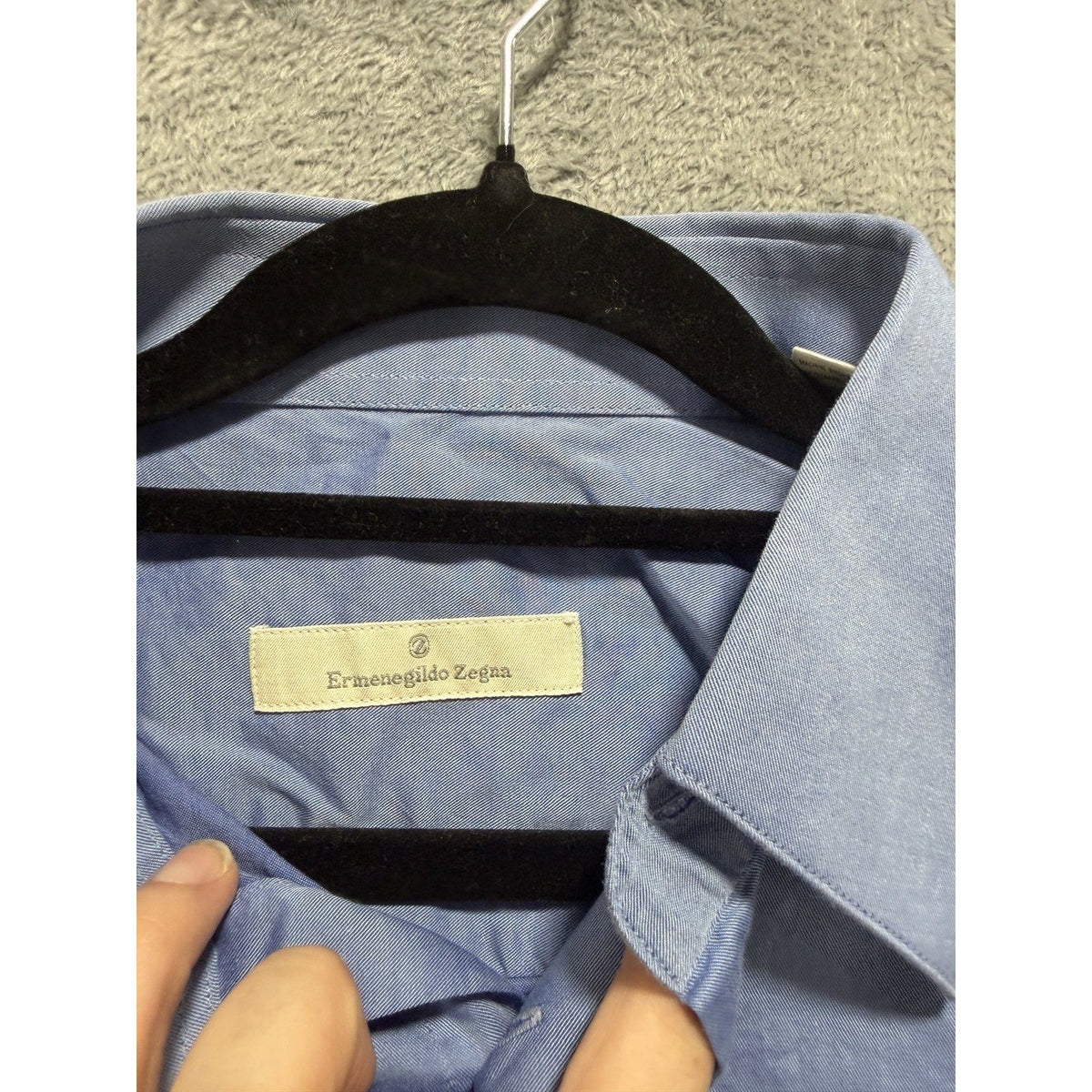Ermenegildo Zegna Mens 39 15½ Blue Long Sleeve Button Up Dress Shirt