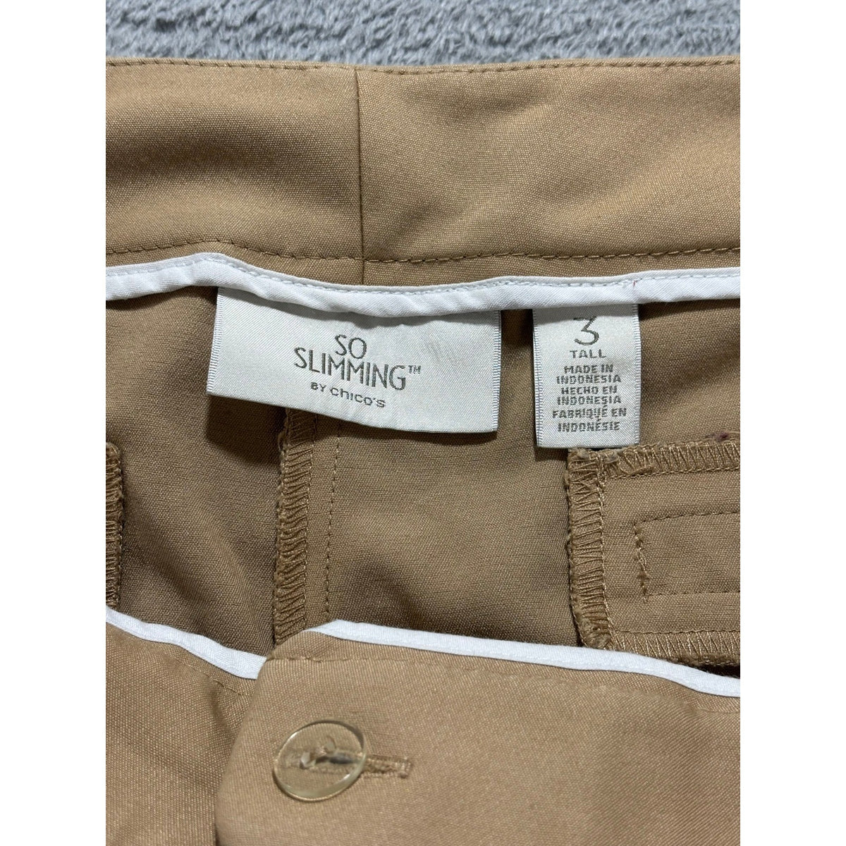Womens 3 Tall Tan Straight Leg Casual Trousers Chino Pants Vintage Preppy 16