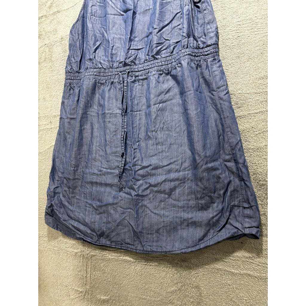 LOFT Womens XL Blue Chambray Sleeveless Drawstring Waist Dress Casual Coastal