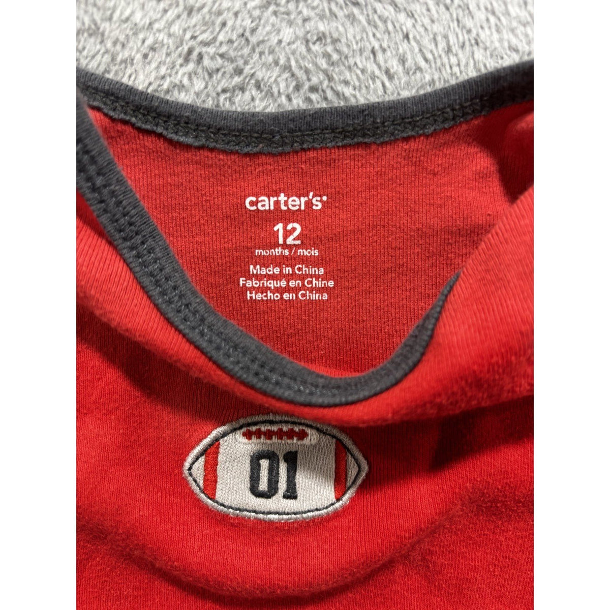Carter's Baby 12M Football Sleeper, Red Bodysuit and Pajamas 4 Piece Bundle