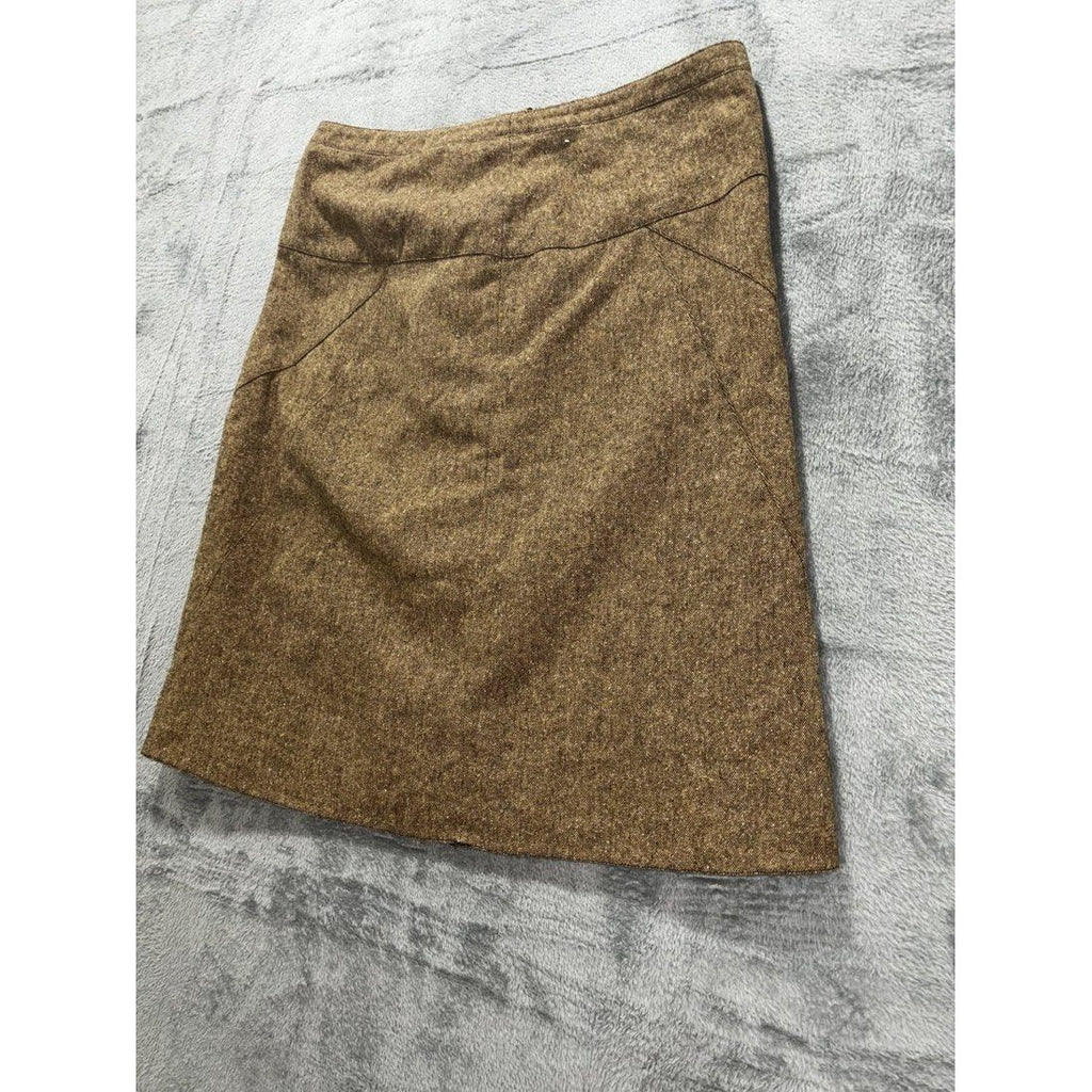 Women's Brown Tweed Wool Blend A-Line Skirt Size 12, photo 2 of 11