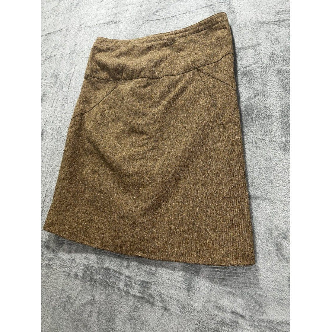 Women's Brown Tweed Wool Blend A-Line Skirt Size 12, photo 2 of 11