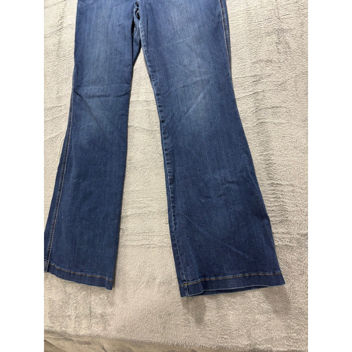 Spanx Womens 1X Blue Denim Flare Leg Trouser Jeans High Rise Boho Vintage Casual