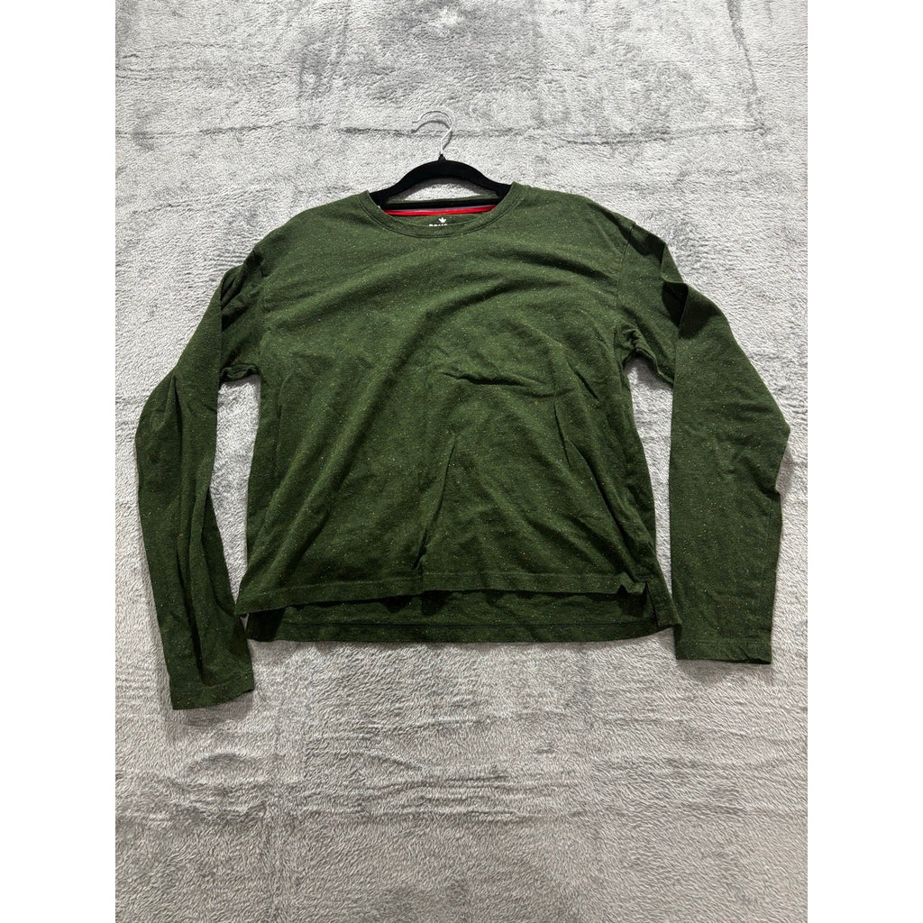 Bombas Womens S Dark Green Pima Cotton Long Sleeve Crewneck Tee