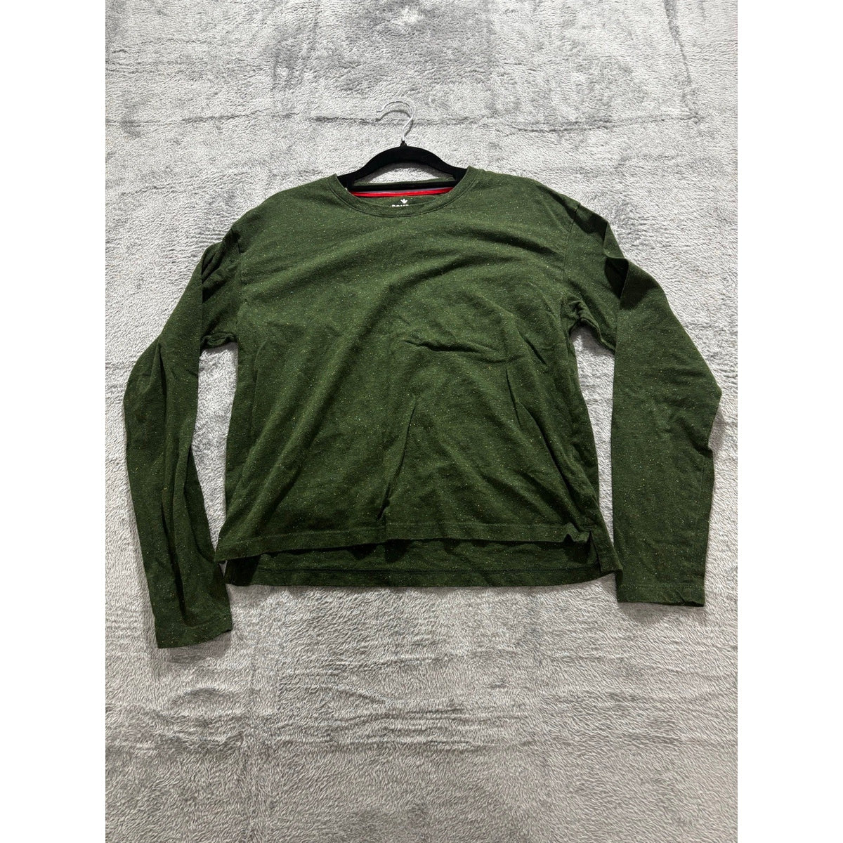 Bombas Womens S Dark Green Pima Cotton Long Sleeve Crewneck Tee