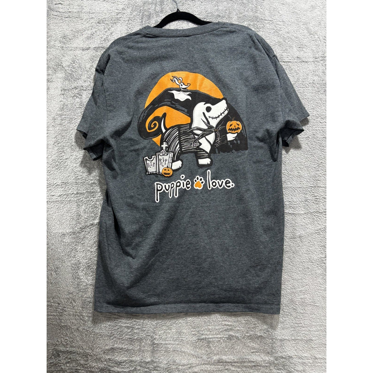 Gildan Men's Gray Puppie Love Halloween Tee Size L, photo 8 of 9