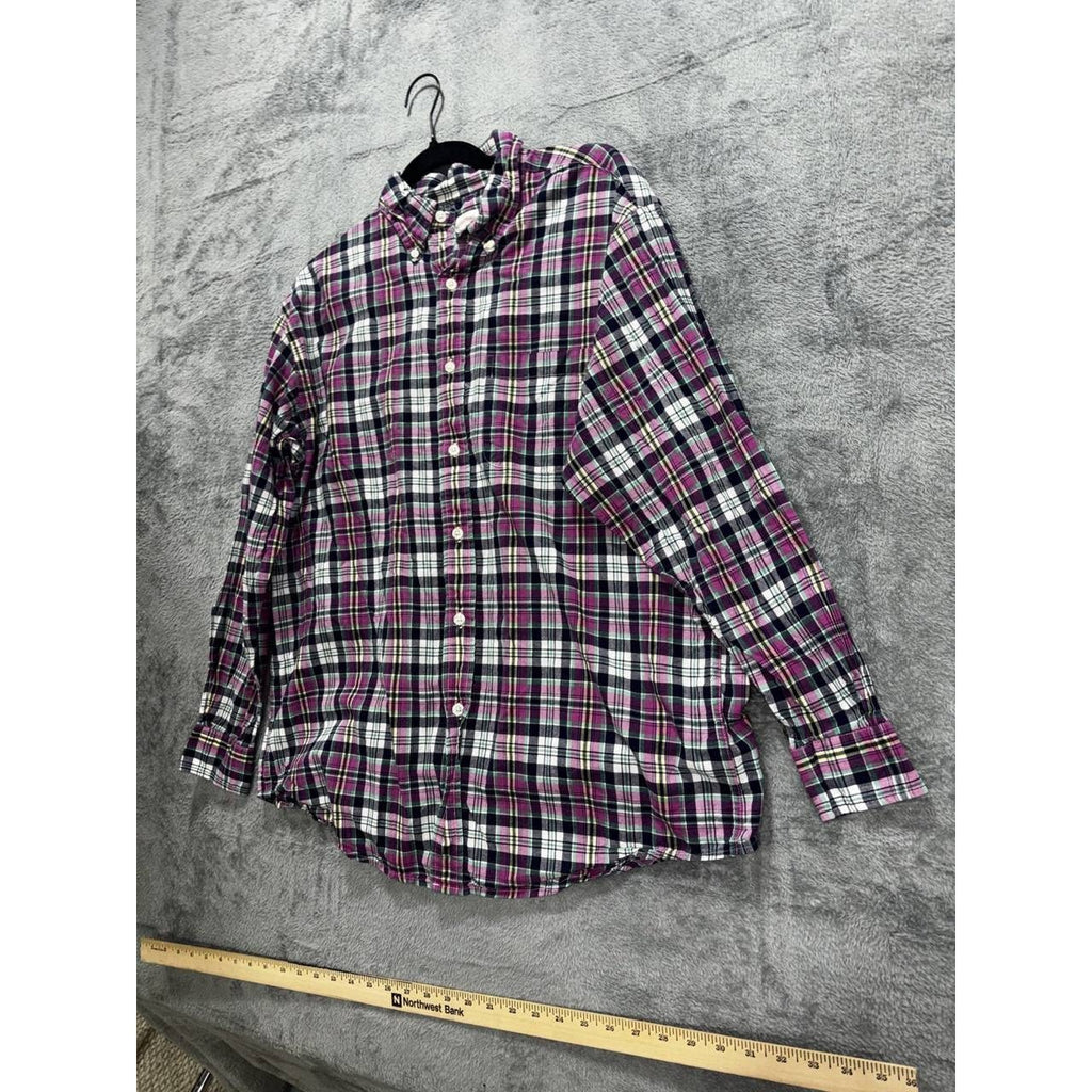 Brooks Brothers Men's Pink Navy Plaid Shirt Size L, photo 2 of 9
