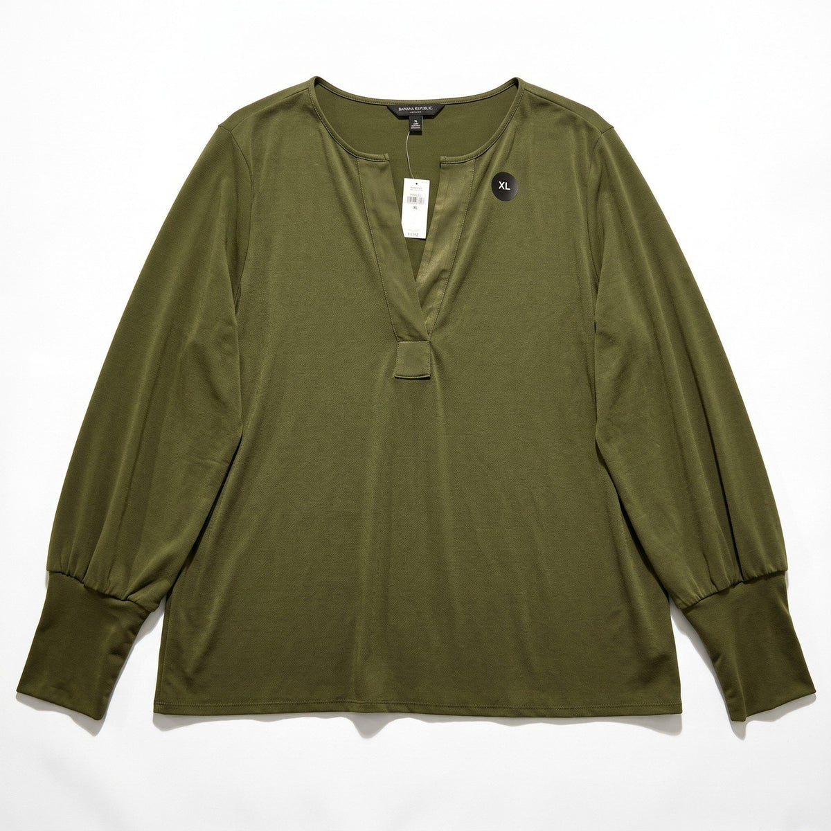 Banana Republic XL Olive Green Womens V-Neck Tunic Top Casual Cozy