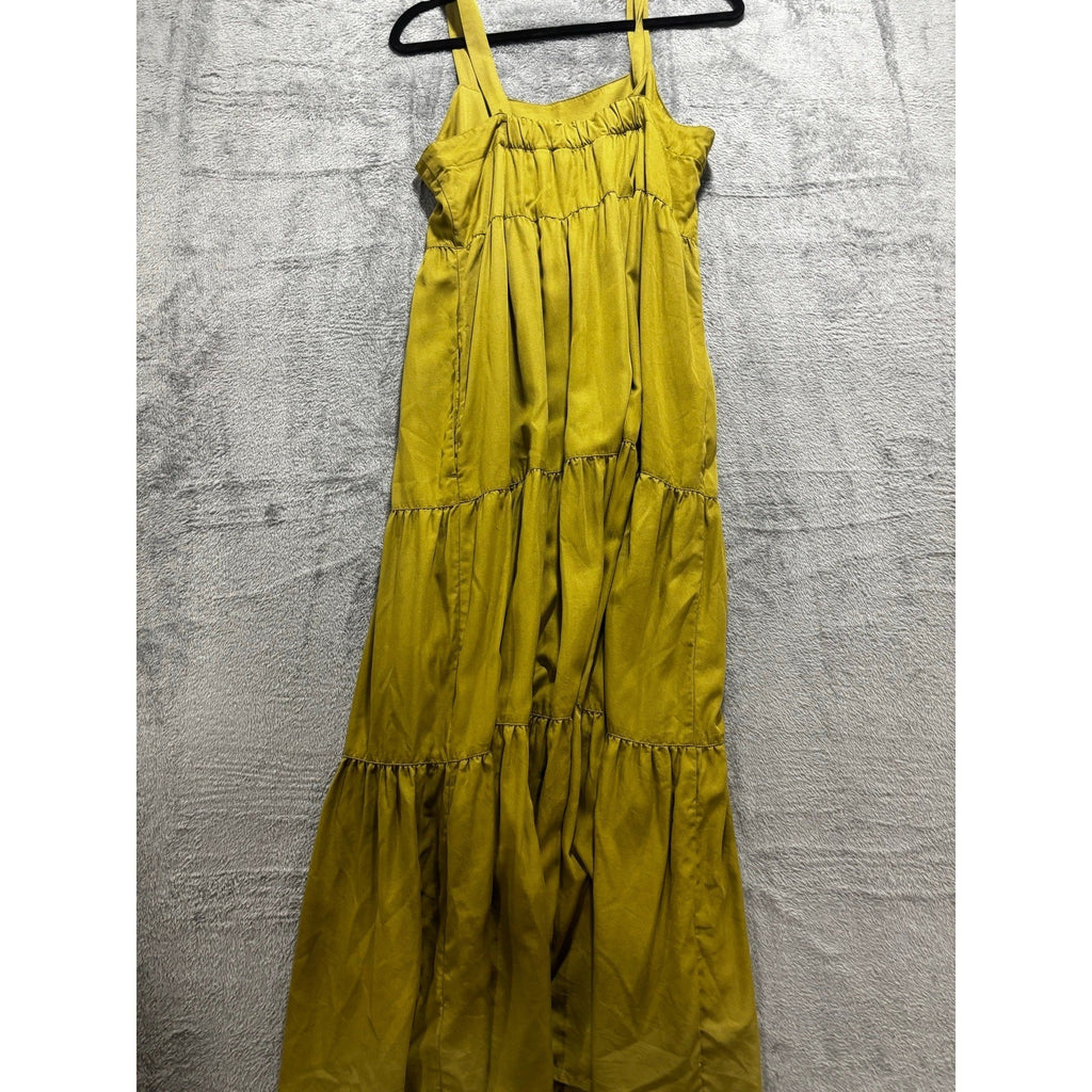 The Drop Womens M Olive Green Tiered Midi Dress Boho Casual