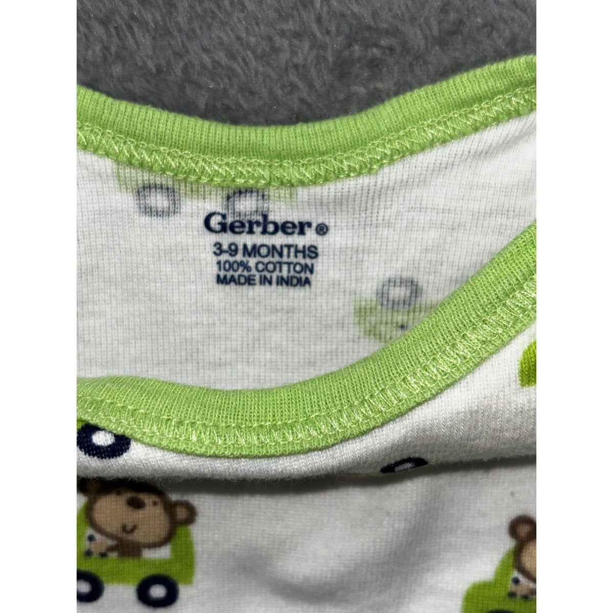 Gerber Baby Boy 3-9M 6 Piece Bundle Sleeper Bodysuits Green Blue Navy