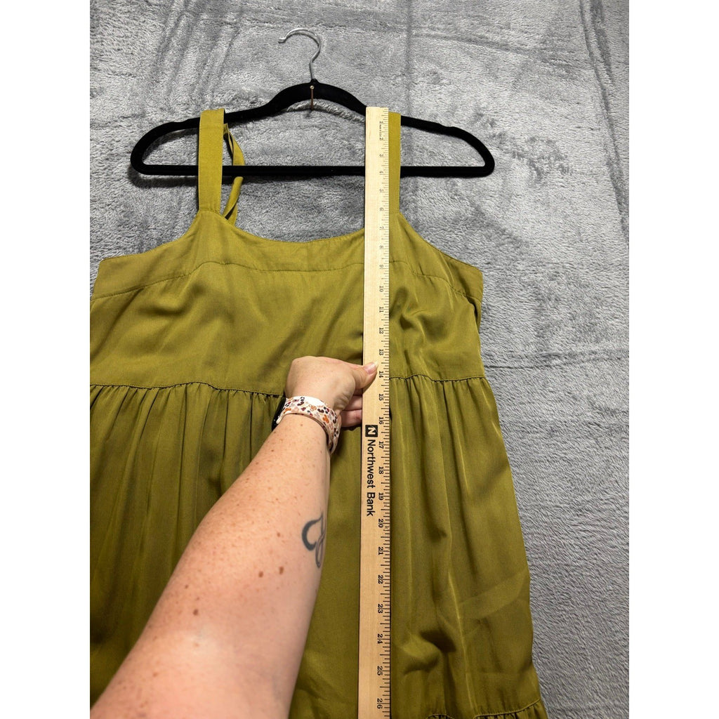 The Drop Womens M Olive Green Tiered Midi Dress Boho Casual