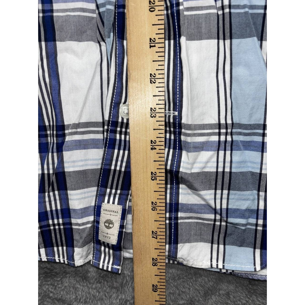 Timberland Men's Blue White Plaid Shirt Size L, photo 5 of 9