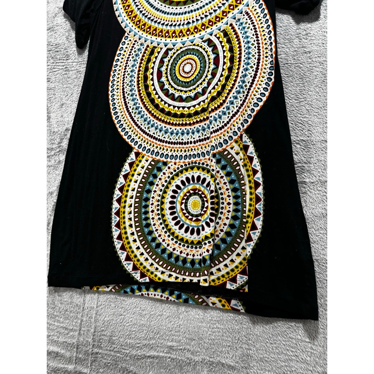 Cha Cha Vente Womens S Black Geometric Mandala Print Boho Festival Mini Dress
