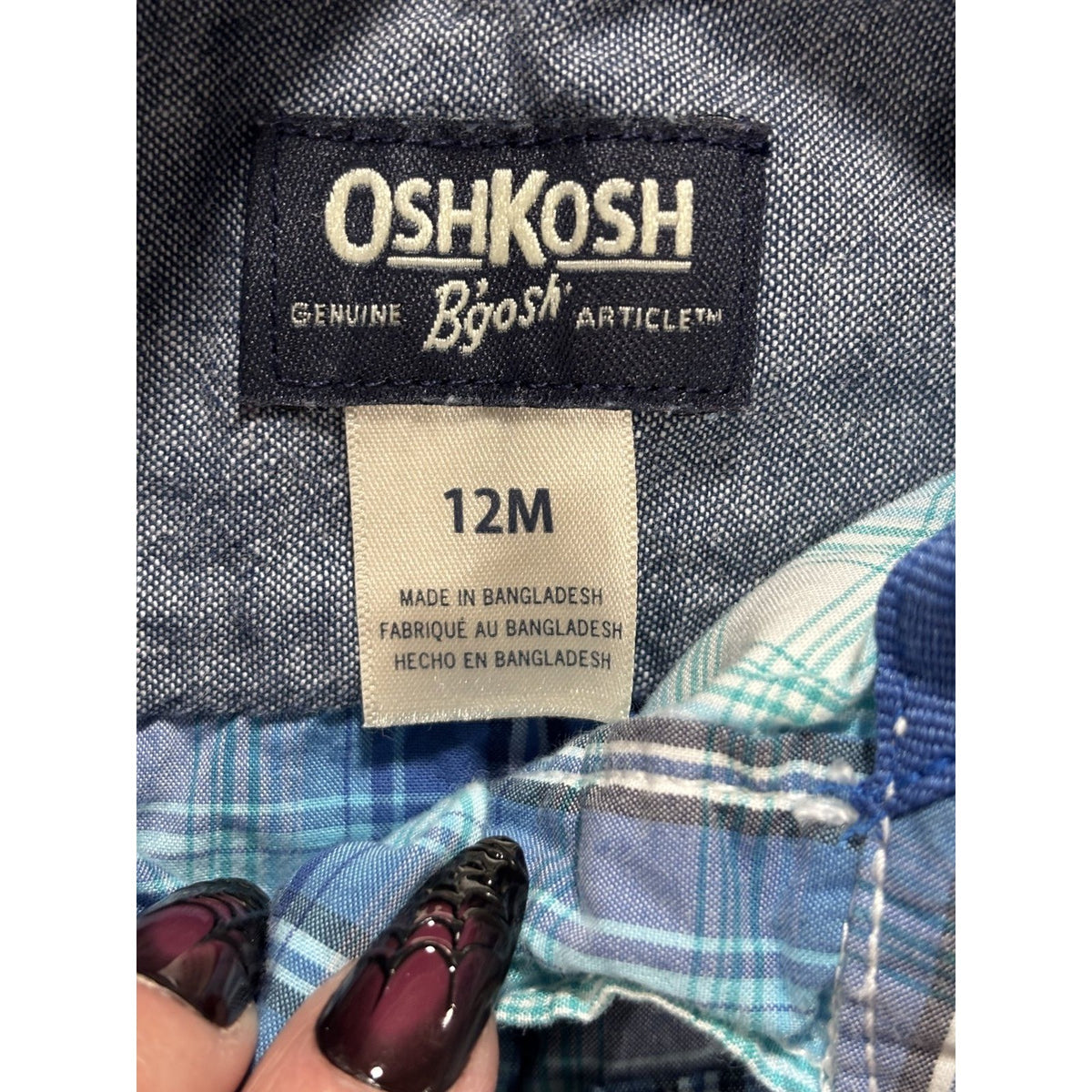 OshKosh B'gosh Carter's Children's Place Baby 12M 4 Pc Plaid Shirts Jeans Romper
