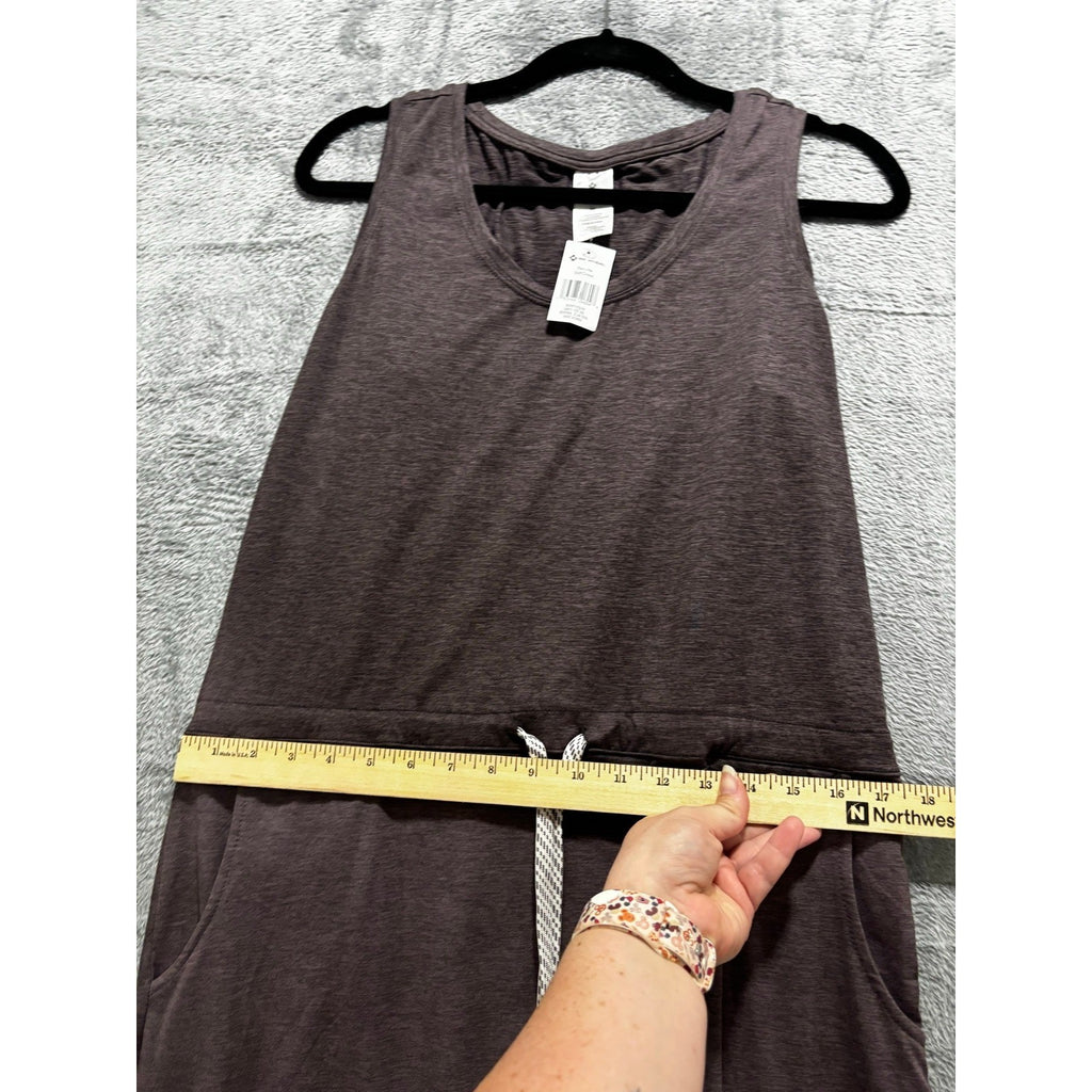 Members Mark Favorite Soft Dress Womens M Plum Heather Sleeveless Drawstring NWT
