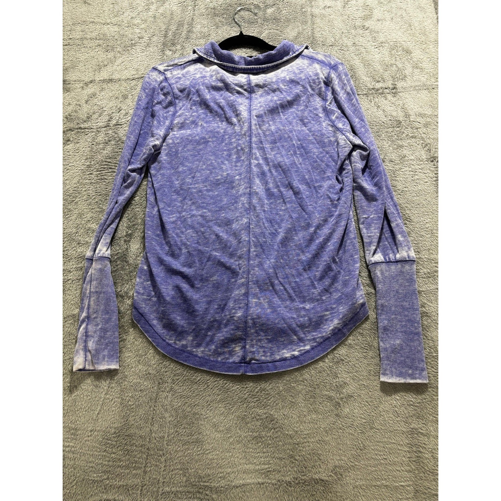 Alternative Womens S Purple Burnout Long Sleeve Button Front Shirt Top