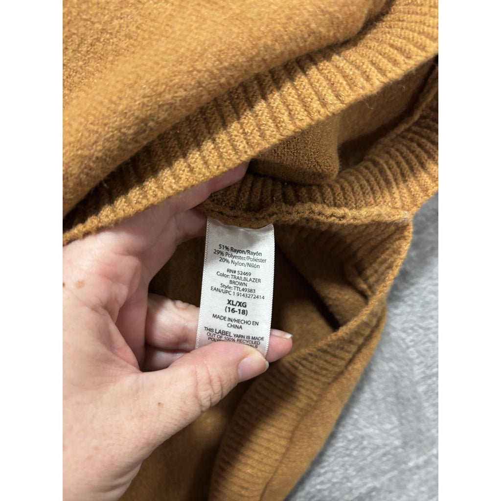Time and Tru Womens XL (16-18) Caramel Brown Cowl Neck Sweater Pullover Cozy