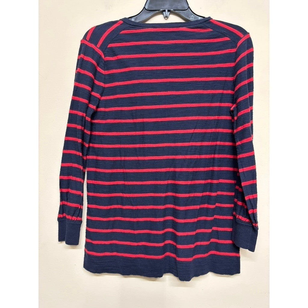 LOFT Women's Navy Red Stripe Knit Top Size S, photo 5 of 5