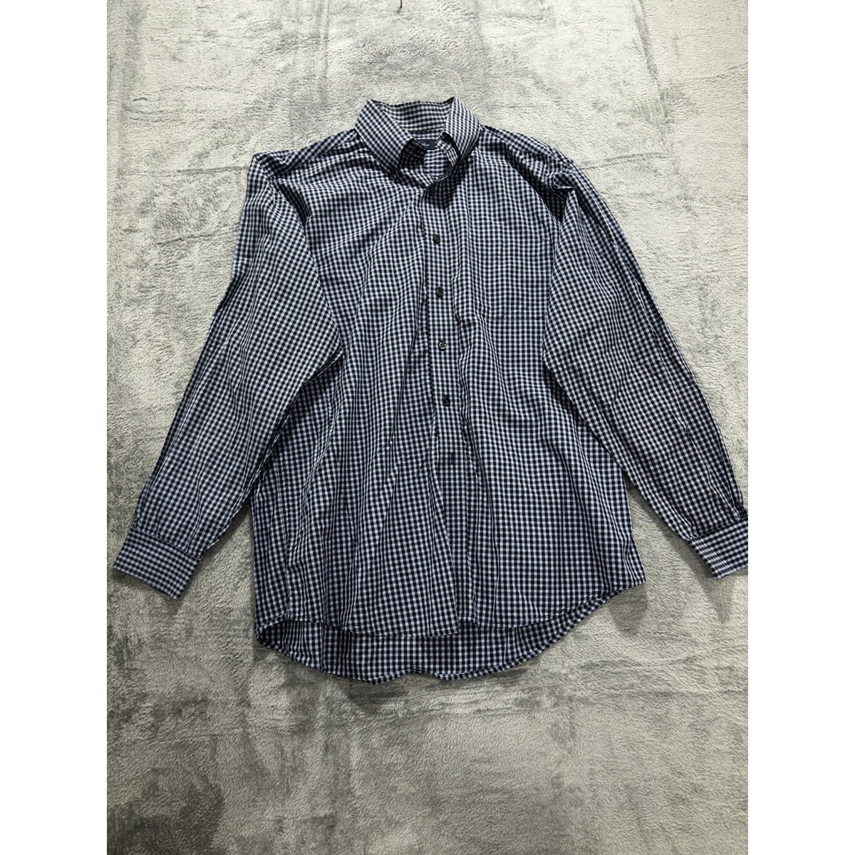 Brooks Brothers Mens L Navy Light Blue Gingham Long Sleeve Button Down Shirt