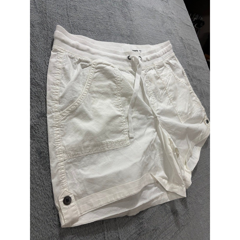 Sonoma 16 Womens White Cargo Shorts Casual Boho Cotton Stretch Drawstring 5"