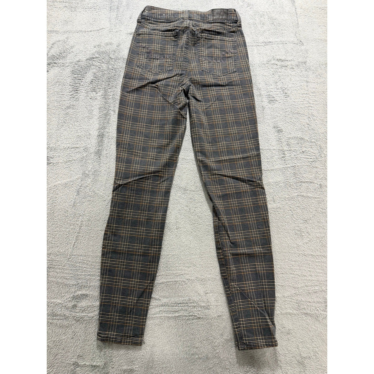 American Eagle 00 Regular Womens Gray Plaid Skinny Jeans Super Stretch Vintage