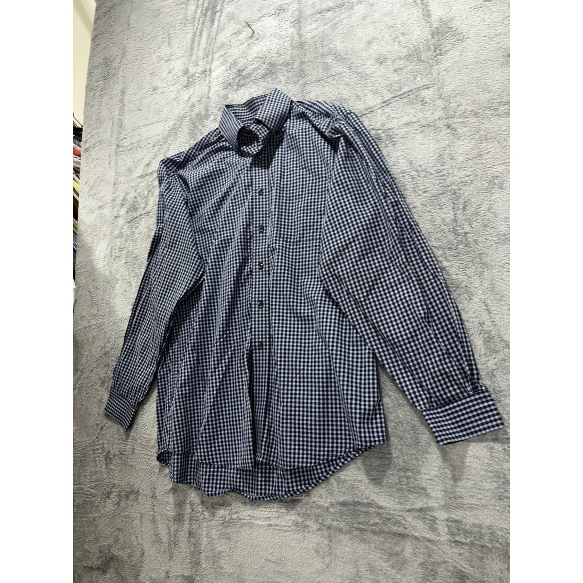 Brooks Brothers Mens L Navy Light Blue Gingham Long Sleeve Button Down Shirt